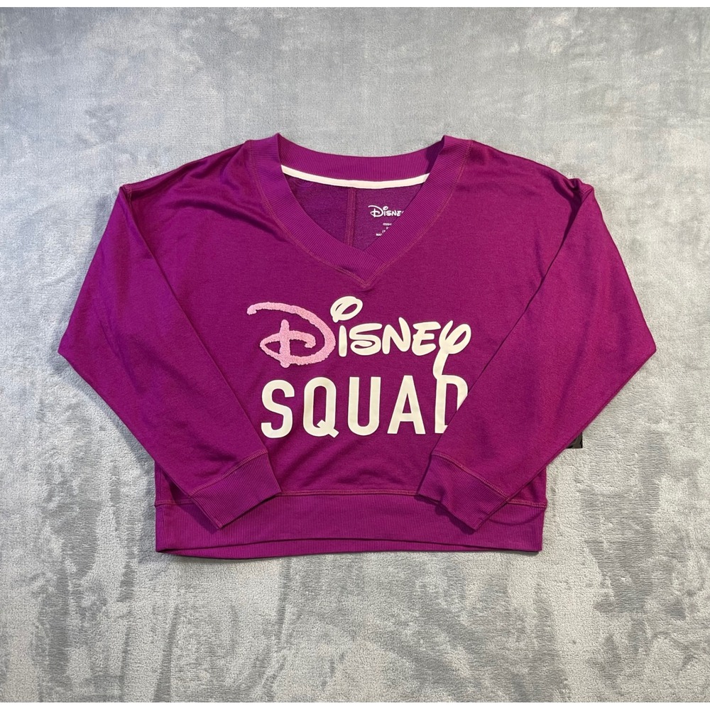 Disney Girls Disney Squad Pullover Sweatshirt M 8-10 Magenta Graphic Fleece